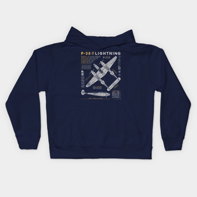 P-38 Lightning Kids Hoodie by 909 Apparel